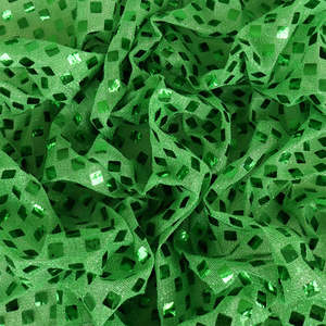 Glitter Dot Mesh Deadstock - Bright Green