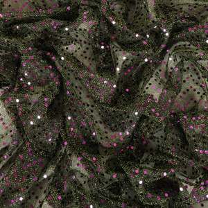 Glitter Dot Mesh Deadstock - Khaki & Purple