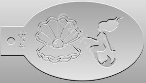 Clamshell mermaid stencil