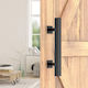 12" Square Pull and Flush Door Handle Set Black Barn Door Hardware