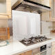 Toughened 90x75cm White Glass Kitchen Splashback – Modern Heat-Resistant Design for Homes