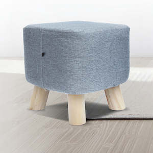 Grey Fabric Ottoman Foot Stool Rest Pouffe –  Squircle Padded Seat for Living Room Comfort