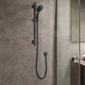 Bathroom Accessories: Black Hand Held Shower Rail Set with Soap Dish – Modern Bathroom Fixture