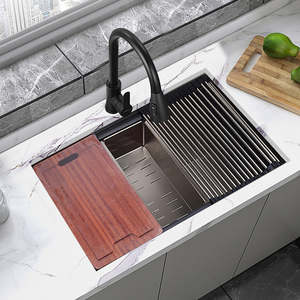 32" Workstation Kitchen Sink – Single Bowl Design with Nano Finish in Stainless Steel