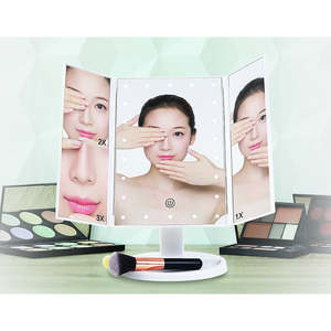 Makeup Mirror with LED Light – Standing Magnifying Tri-Fold Touch Screen Vanity Mirror