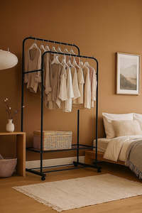 Double Clothes Rack Metal Garment Rail 80x154cm – Heavy Duty Hanging Storage Shelf