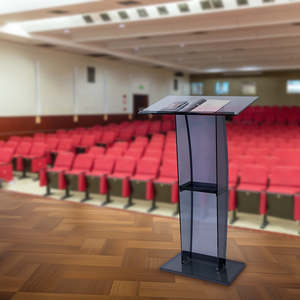 120cm Acrylic Podium Stand – Durable Clear Lectern Display Black