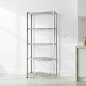 Home Furniture: 5 Tier Silver Metal Storage Rack Shelving Wire Shelf