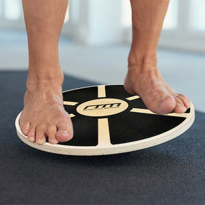 Heavy Duty 15.5" Wooden Balance Board with Non-Slip Pad for Core Strength & Fitness Training