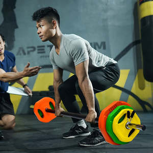 Gym Weights: 20kg Standard Rubber Coloured Barbell