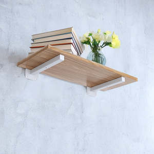 Home Furniture: 20cm Floating Shelf Brackets – Industrial Metal Shelving Supports 4-Pack in White