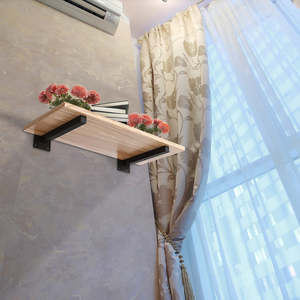 20cm Floating Shelf Brackets – Industrial Metal Shelving Supports 4-Pack in Black