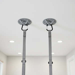 Sports Fitness: Pair of Grey Wall Anchor Mounts for Battle Ropes, Suspension Training & Gym Use