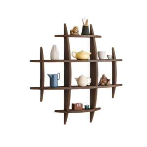 Home Furniture: 90x90cm Solid Wood Wall Mounted Display Shelf in Antique Style for Home Décor