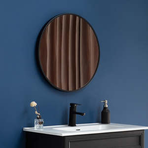 Home Furniture: 60cm Round Wall Mirror Bathroom Mirror – Black Frame for Home or Vanity