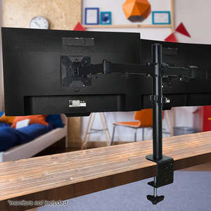 Office Furniture: Dual LCD Monitor Desk Mount Stand Adjustable Fits 2 Screens Up To 27"