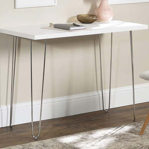 Office Furniture: Set of 4 Chrome Retro Hairpin Table Legs 12mm Steel Bench Desk - 71cm