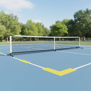 Sports Fitness: Portable 6.7m Pickleball Net Set with Heavy-Duty Metal Frame & Smooth-Rolling Wheels