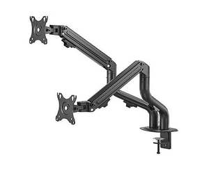 Office Furniture: Dual Arm Monitor Desk Mount Bracket 17–32 Inch Spring Assisted Full Motion