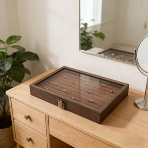 Health And Beauty: Elegant Wooden Jewellery Storage Box – Organiser Case for Rings, Earrings & Accessories