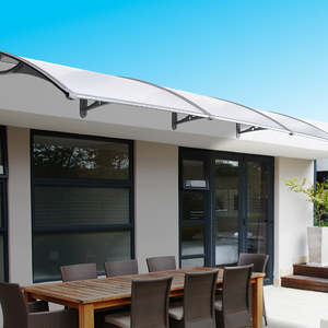 Awning: Outdoor Polycarbonate Awning Cover with Rain Gutter – 1x3m Door or Window Weather Shelter