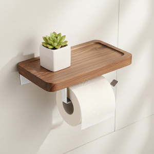 Toilet Paper Holder with Shelf Wall Mounted Bathroom Storage & Display