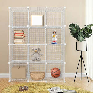 12 Cube Wire Grid Organiser Storage Cabinet Wardrobe Closet – White Modular Sh&hellip;