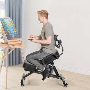 Office Furniture: Ergonomic Kneeling Posture Chair with Backrest Adjustable Height and Casters