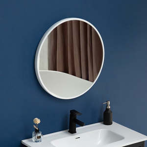 80cm Round Wall Mirror Bathroom Mirror – White Frame for Home or Vanity