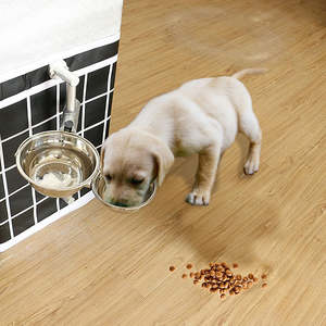 Adjustable Wall Mounted Pet Feeder with Stainless Steel Bowls