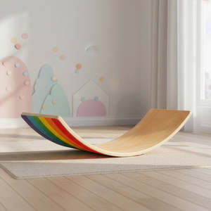 Sports Fitness: Wooden Wobble Balance Board for Kids Toddlers Adults