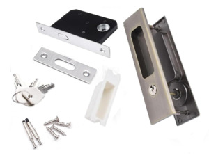 160mm Recessed Sliding Door Lock Handle Set with Key Lock for Pocket & Timber Doors