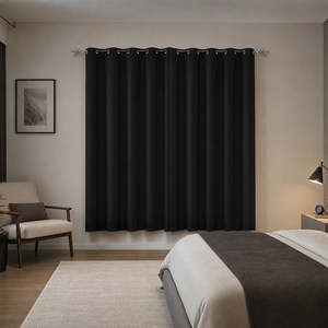 Black 2X Blockout Curtains – Blackout Window Draperies Pair with Eyelets for B&hellip;