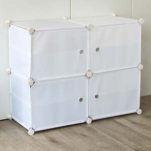 Home Furniture: 8 Section White Cube Shoe Cabinet – Modular Storage Rack for Organising Footwear
