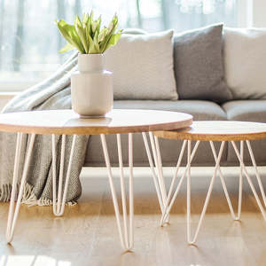 Set of 4 White Industrial Retro 3-Rod Table Legs – 12mm Steel Bench & Desk Supports 71cm