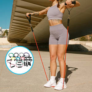 Sports Fitness: 19PC Resistance Exercise Fitness Bands Tubes Kit Yoga Set
