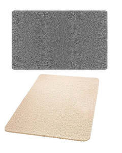 Non Slip Shower Mat 2 Pack Fast Draining PVC Bathroom Mats Beige & Grey