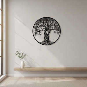Home Furniture: Tree of Life Metal Wall Art – Black 60cm Round Sculpture