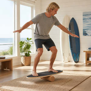 Surf Style Balance Board with Cork Roller Wooden Wobble Board 150kg