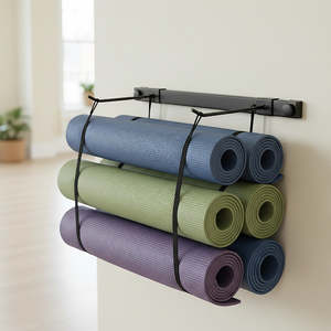 Wall-Mounted Yoga Mat Storage Rack for Up to 10 Mats
