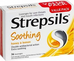 Products: Strepsils Soothing Honey & Lemon 16 Lozenges Fairfield Pharmacy