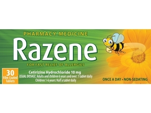 Razene (Cetirizine hydrochloride) tabs 30's Fairfield Pharmacy