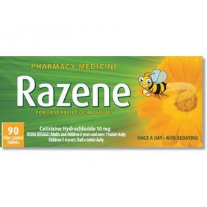 Razene (Cetirizine hydrochloride) tabs 90's Fairfield Pharmacy