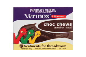 Products: Vermox Chocolate Chews 6's Fairfield Pharmacy