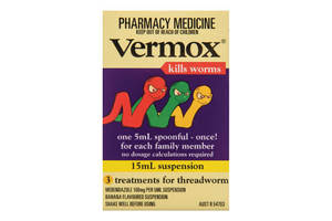 Products: Vermox Suspension 15ml Fairfield Pharmacy