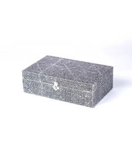 Wooden Keepsake Treasure Box - Silver Brass
