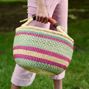 Fair Trade Baskets: Patterned Bolga Basket - Extra Large Sizes