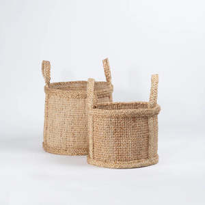 Large Jute Storage Basket with Handles