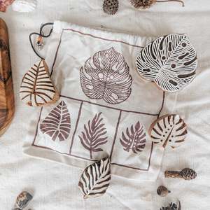 Tara Projects: Wooden Printing Blocks - Tropical Leaf Set
