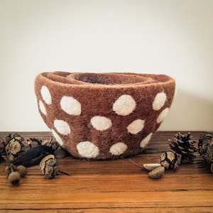 Felt Mushroom Bowls - Brown